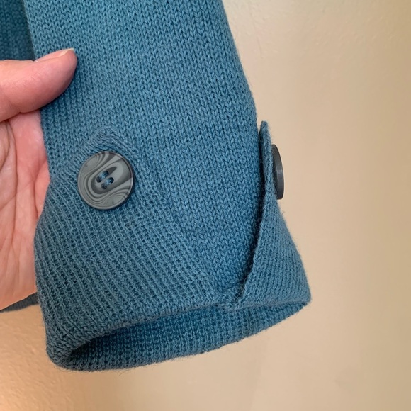 Umbre Bolivian 100% Alpaca blue green cardigan  sweater size large - Picture 4 of 6